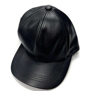 Ohsung Trading Faux Leather Black Baseball Hat Cap Adjustable Plain Solid